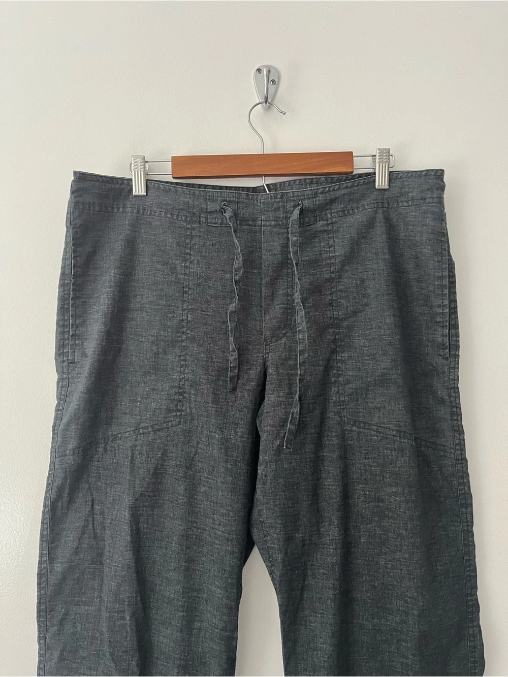 Prana Sutra Hemp Pants Relaxed Fit Wide Leg Lightweight Gray Large